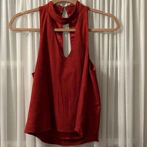 Stylish Red Keyhole Tank Top
